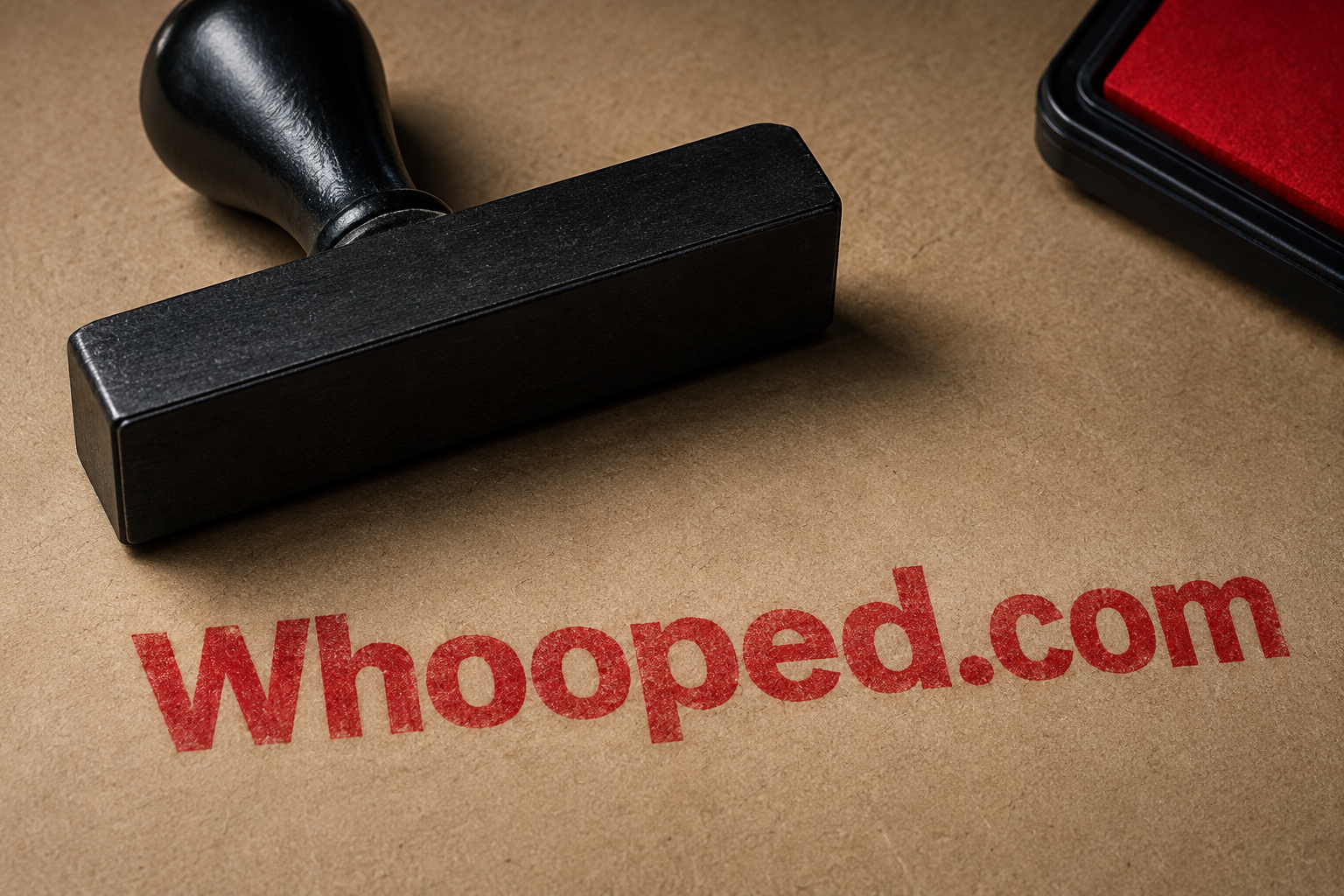 Whooped.com letterpress specimen on kraft paper