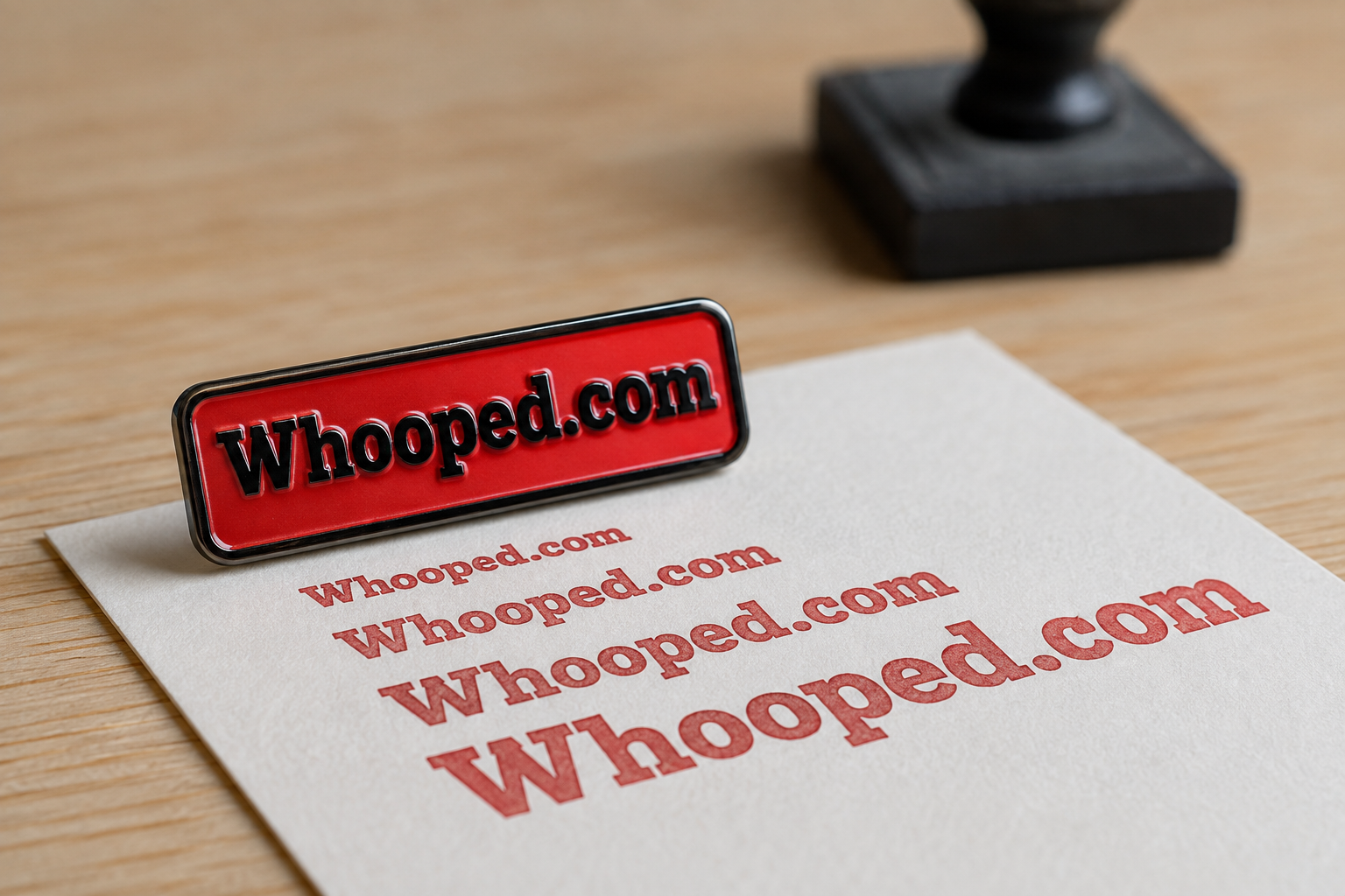Whooped.com type specimen and stamp